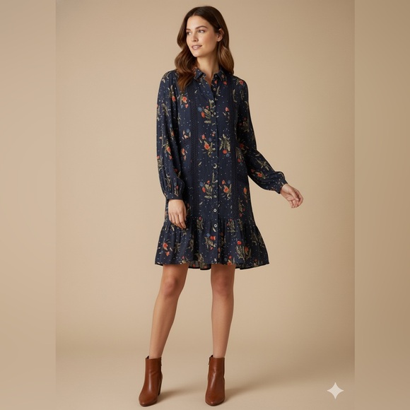 Umgee Dresses & Skirts - UMGEE Floral Bohemian Cottagecore Button Front Long Sleeve Dress Size M NWT